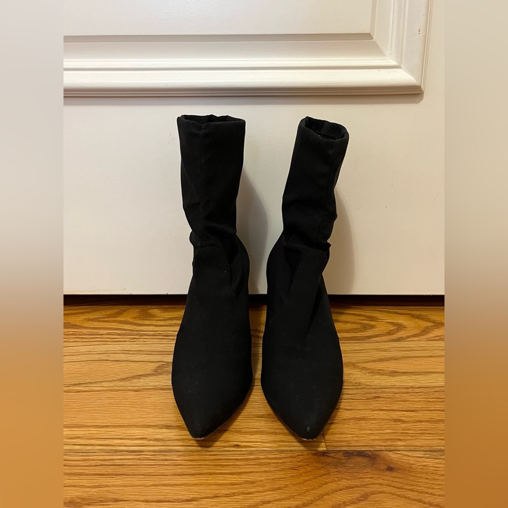 Stuart Weitzman Women Black Micro Axiom Stretch Sock Booties Size 6.5